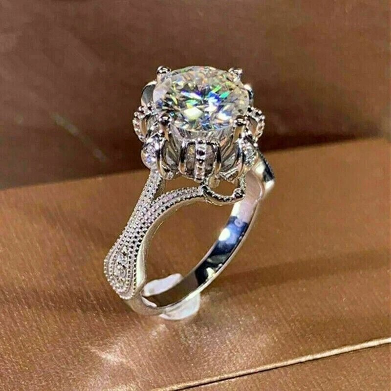Gorgeous Miligrain Ring 2Ct Round Cut Simulated Diamond In 14K White Gold Plated