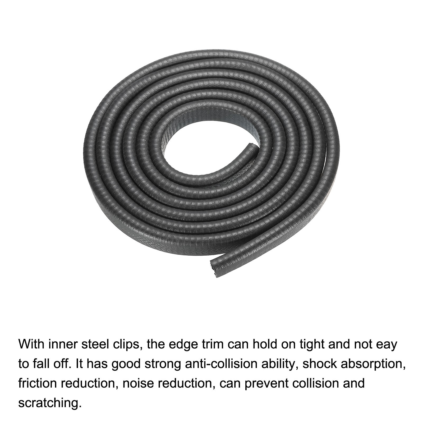 Edge Trim U Shape Rubber Fits 5-8mm Edge 9.84Ft/3Meter Edge Guards Black