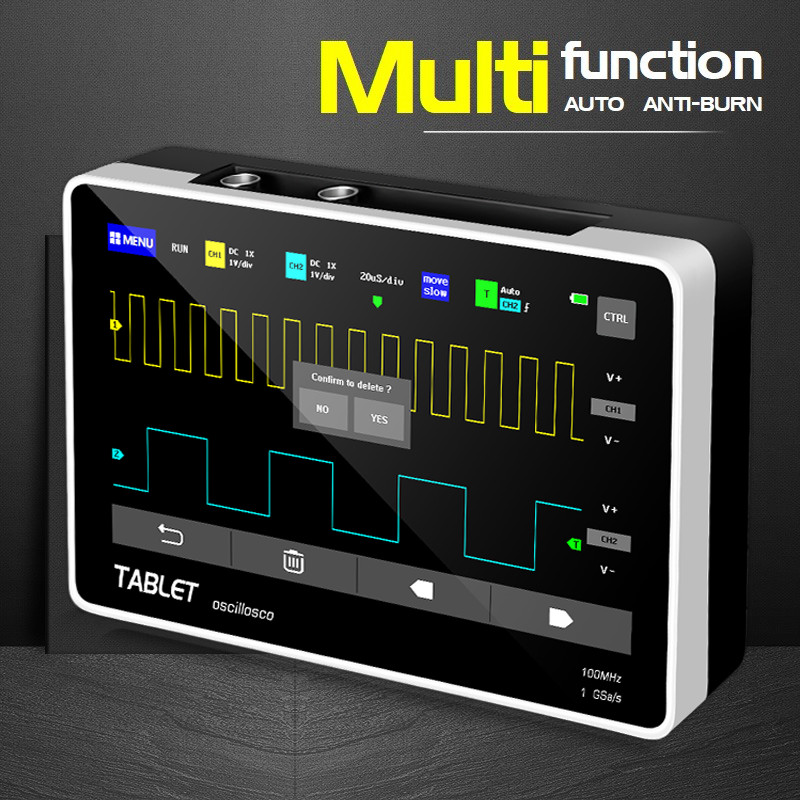 Mini 7”Touch Panel Digital Tablet Oscilloscope 2CH 100MHz Bandwidth FNIRSI 1013D