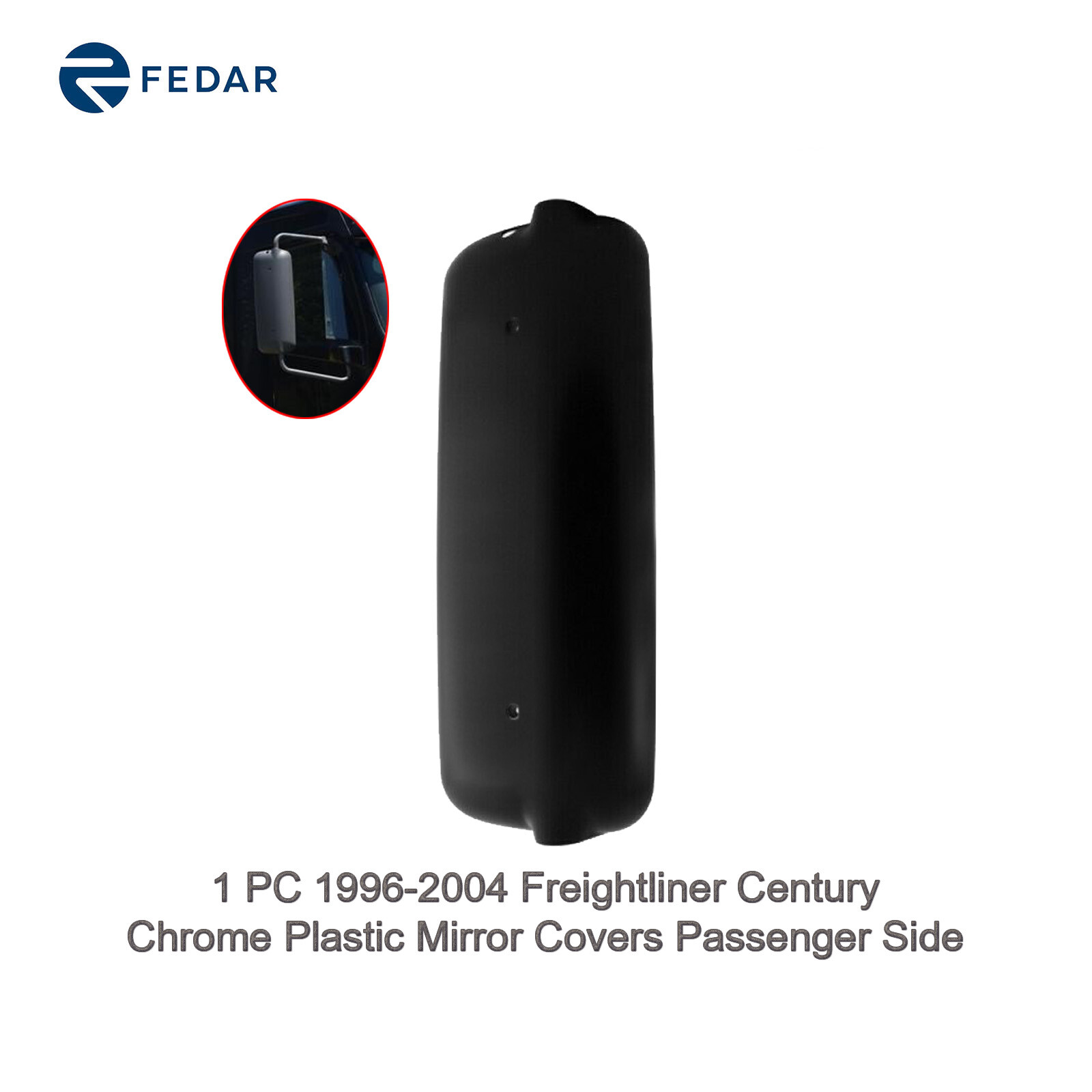 Black Mirror Cover For 1996-2004 Freightliner Century Right Passenger Side