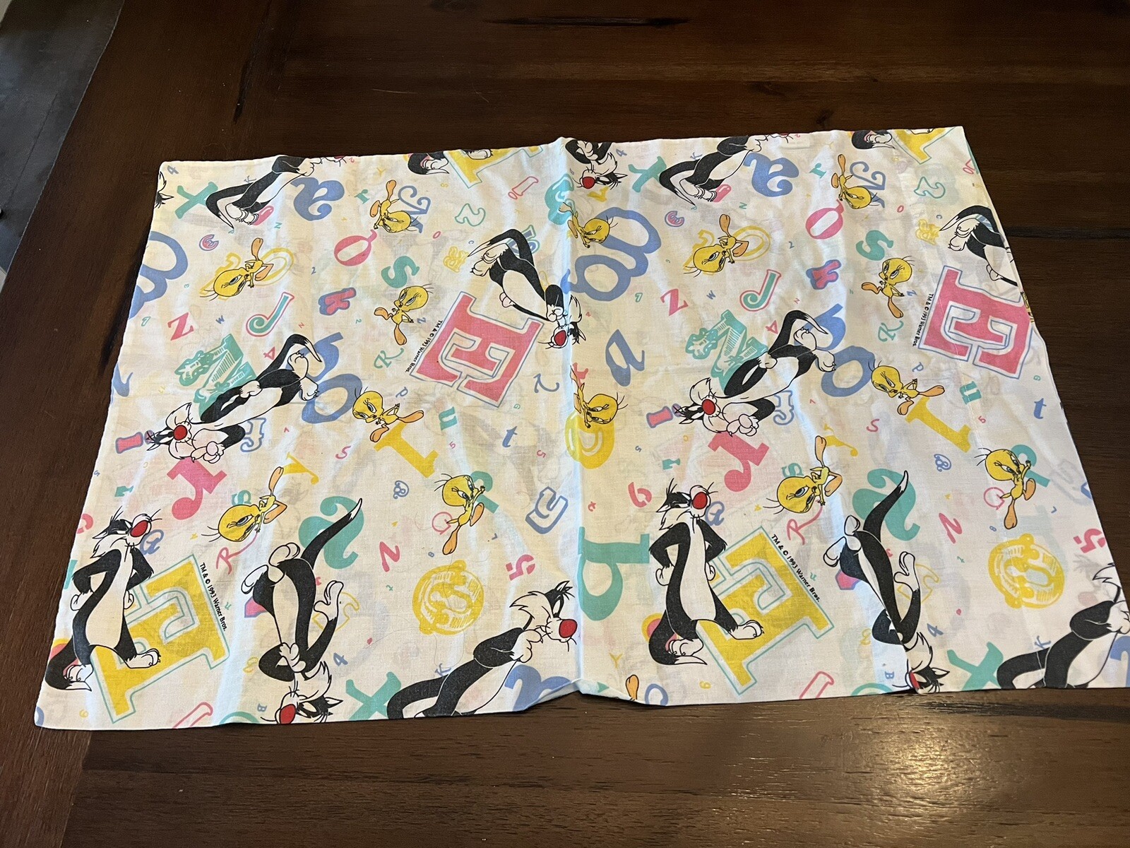 1993 Warner Bros Tweety Bird Sylvester  The Cat Standard Pillowcase USA Alphabet