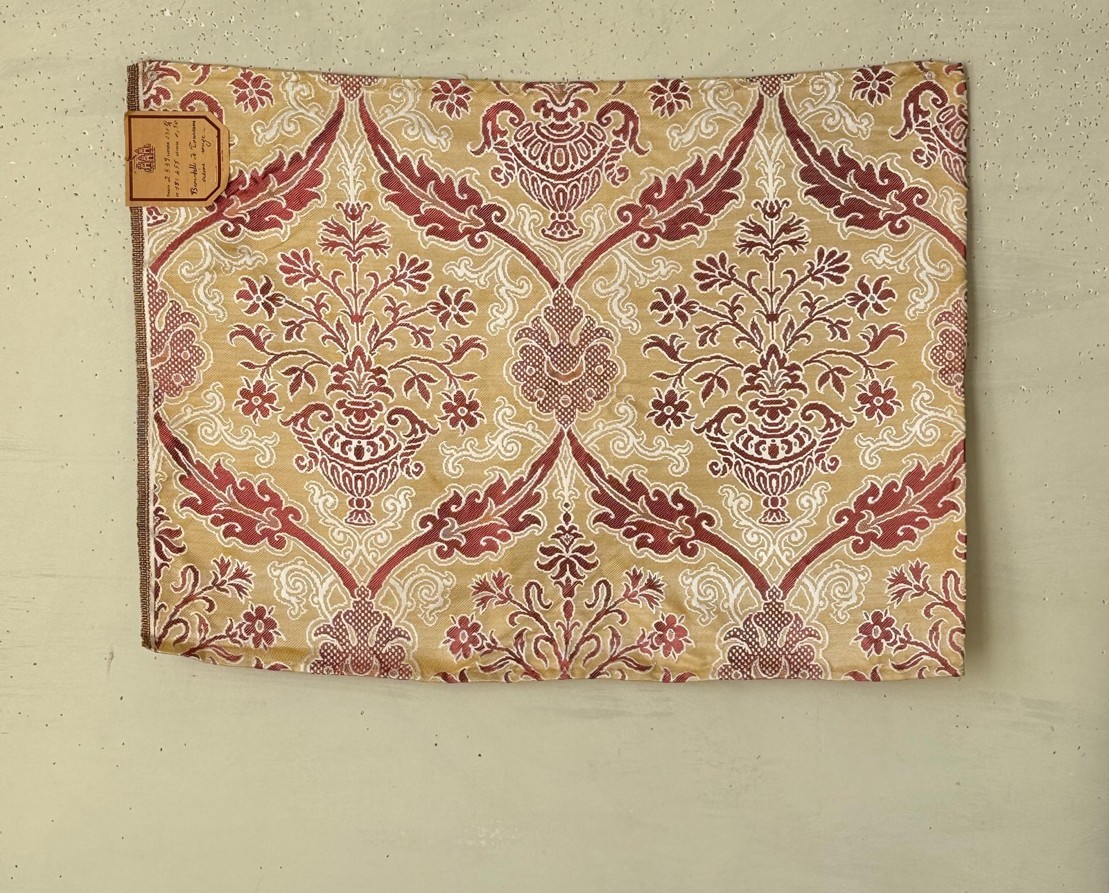 25x18 silk brocade Antique French fabric sample swatch Fortin vintage silk unus