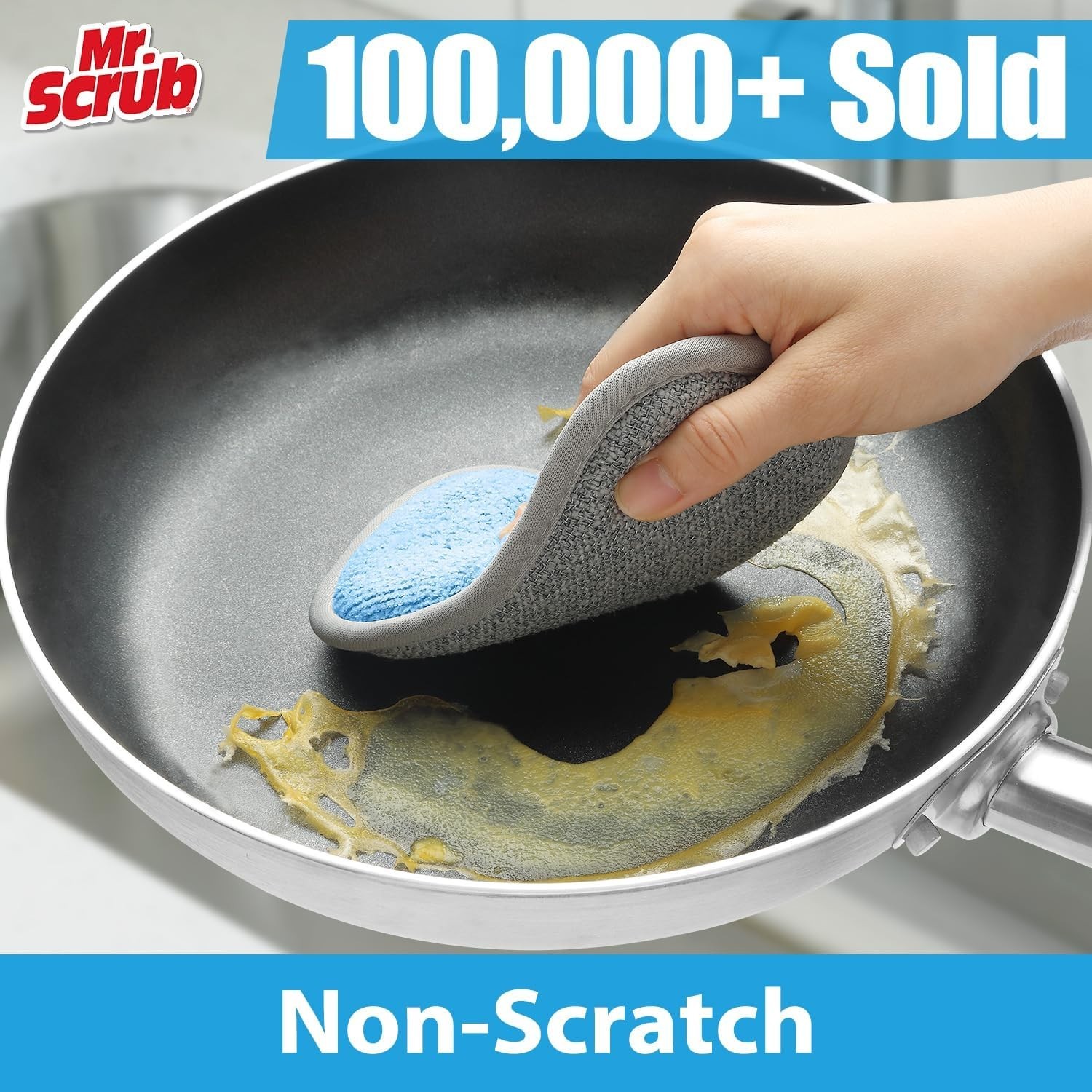 Gentle Non-Scratch Microfiber Sponges - 6 Pack for Effortless Kitchen Cleaning
