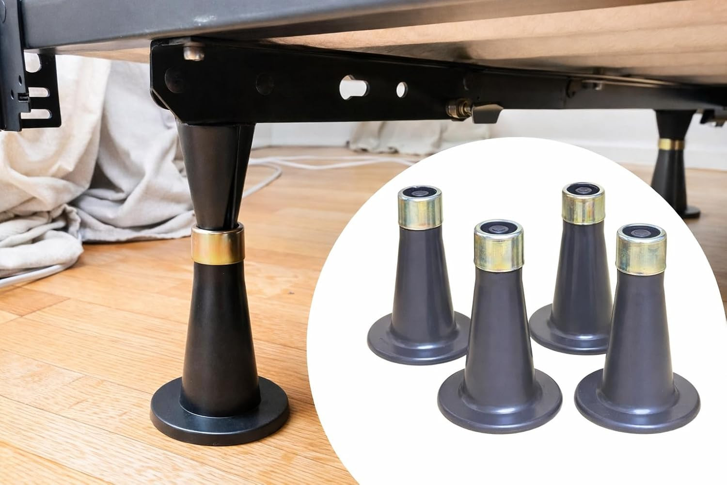 4PCS Reinforced Bed Frame Feet to Replace Wheels, Leg Risers for Bed Frame | Pre