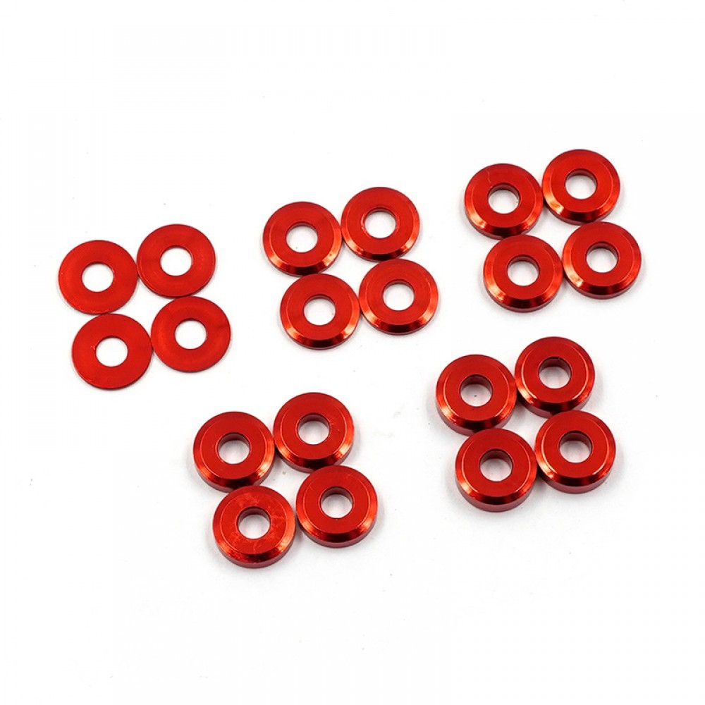 NEW Yeah Racing YA-0731RD Alum M3 X 8mm Flat Washer 0.5 /1 /1.5 /2 / 2.5 (4Pcs)