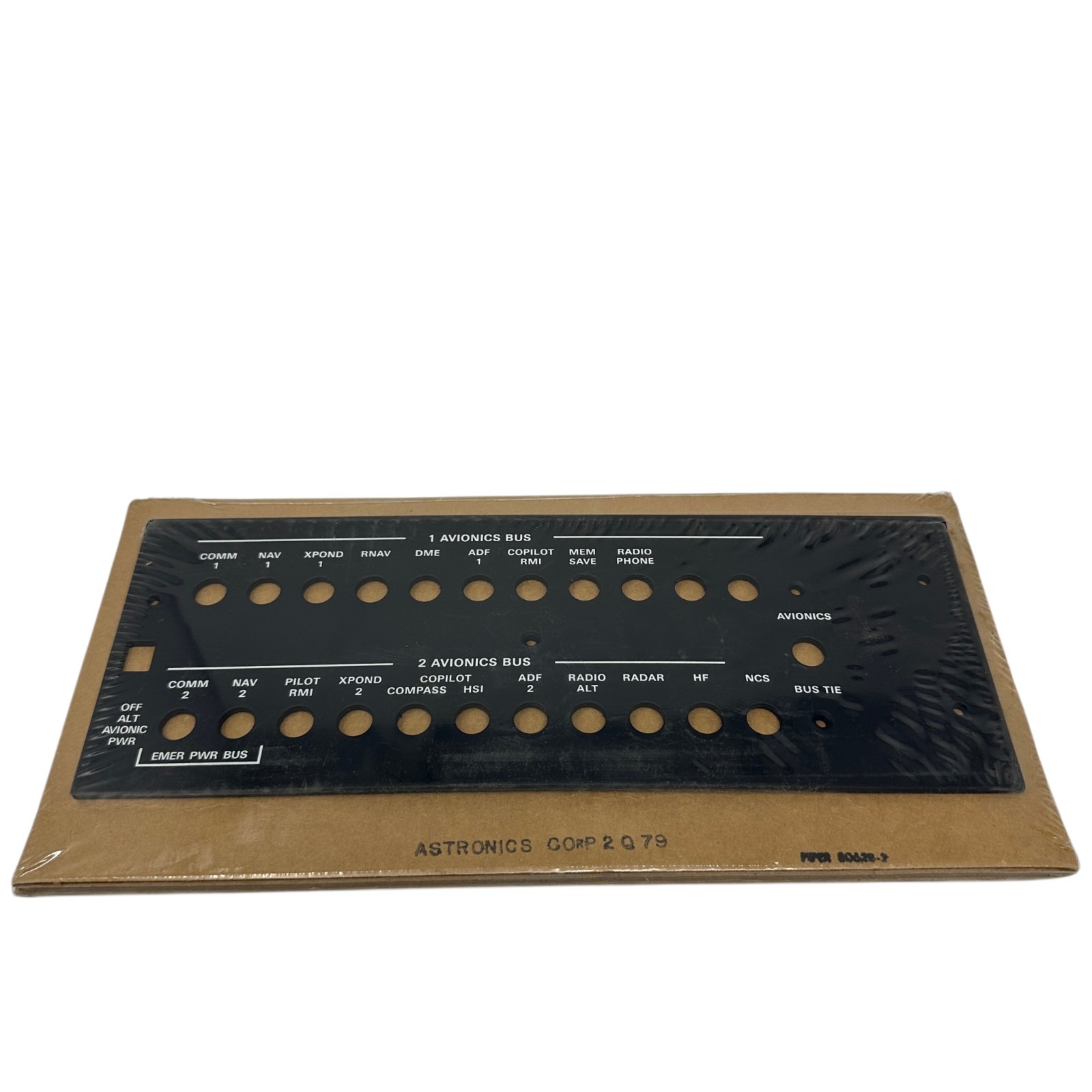 Astronics Piper 80628-2 Aircraft Avionics Bus Control Panel Plate Overlay