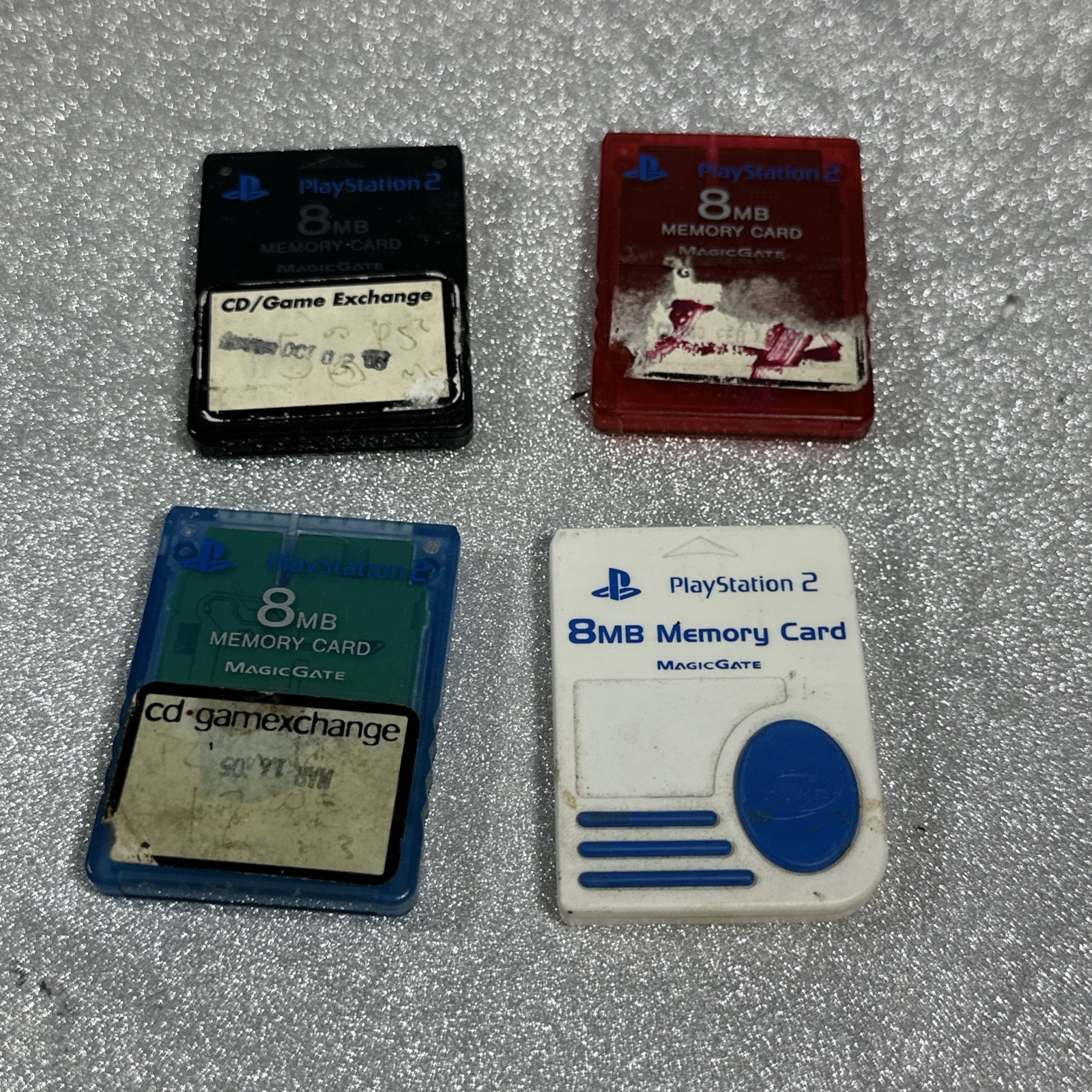 PlayStation 2 8MB Memory Cards Lot Of 4 Untested Sold As Parts