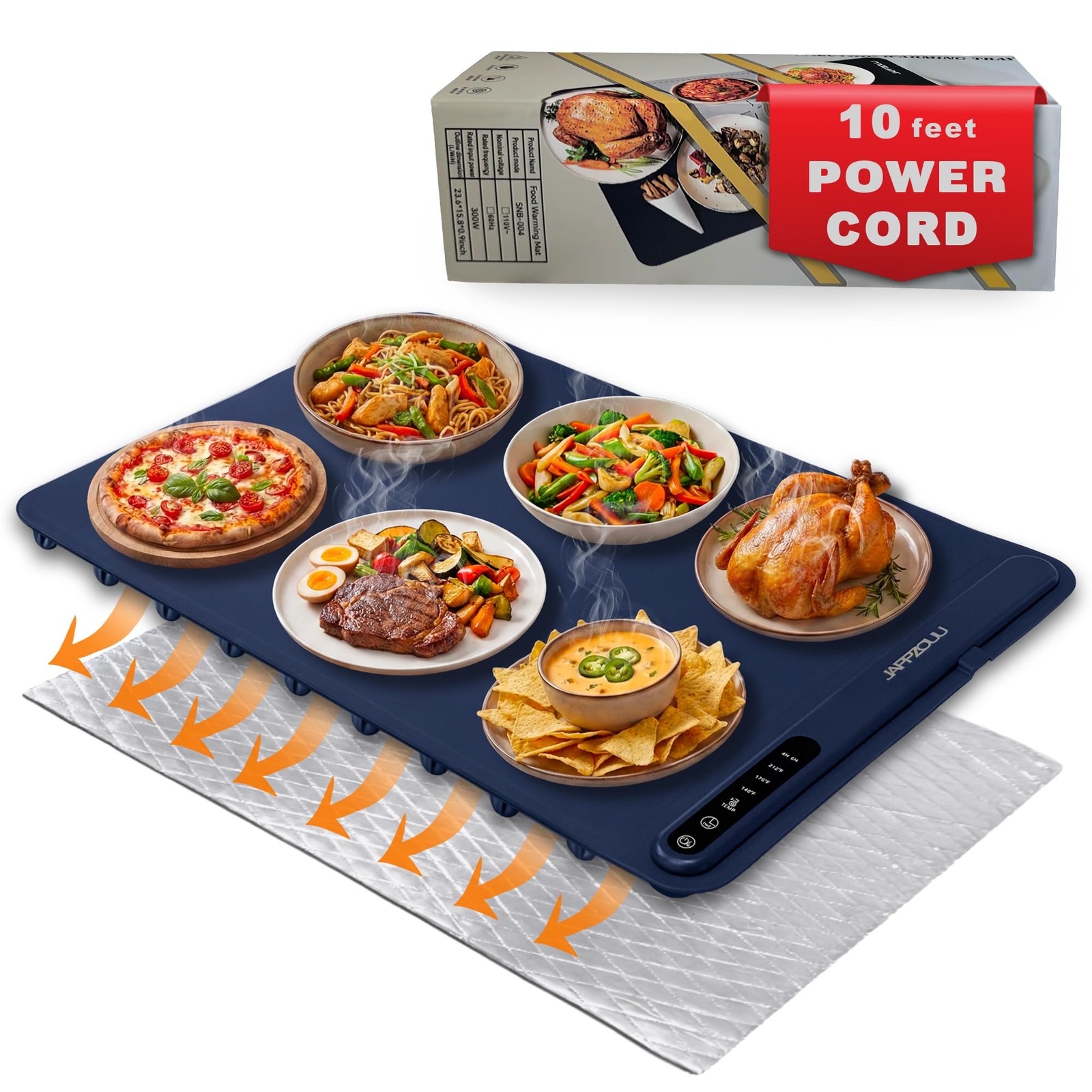 Warming mat for Food - Keep Warm & Ready to Serve | 24x16, Navy Blue