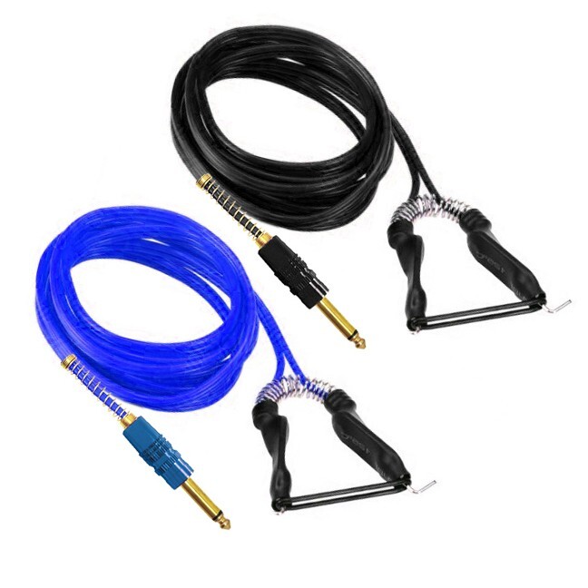 Silicone 6' Tattoo Machine Power Supply Clip Cords 1/4" Phono Plugs BLACK BLUE