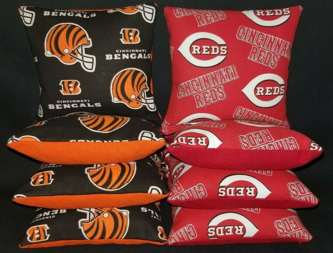 Set Of 8 Cincinnati Bengals Reds Cornhole Bean Bags FREE SHIPPING