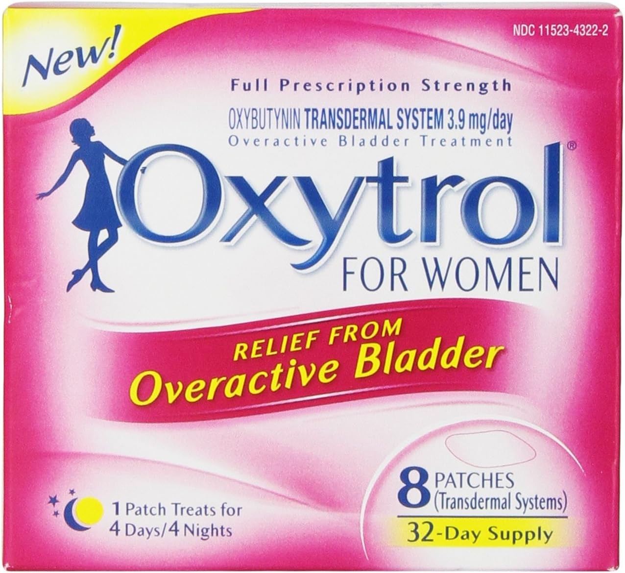 Oxytrol For Woman Relief from Overactive Bladder Treatment Patches 8 Count