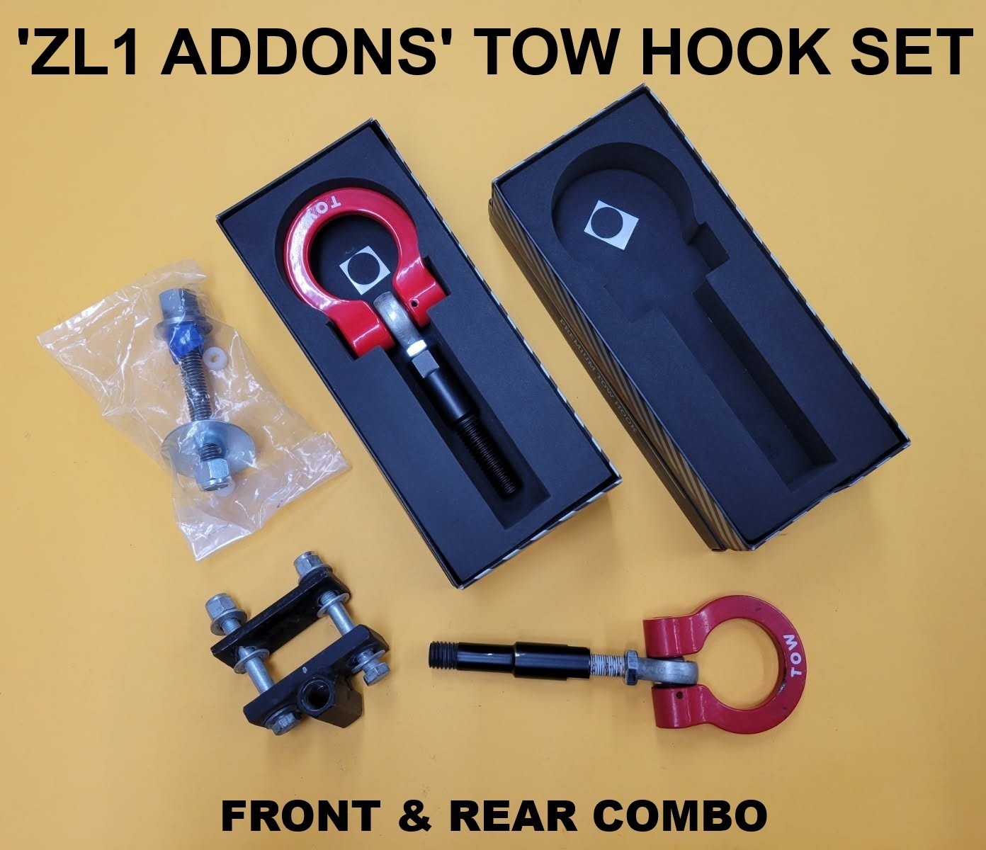 ZL1 ADDONS Charger Challenger Front & Rear Tow Hook Combo w/ Receivers 04000101