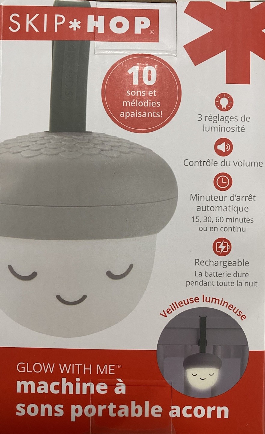 Skip Hop Glow With Me Portable Acorn Sound Machine, Gray BRAND NEW IN BOX