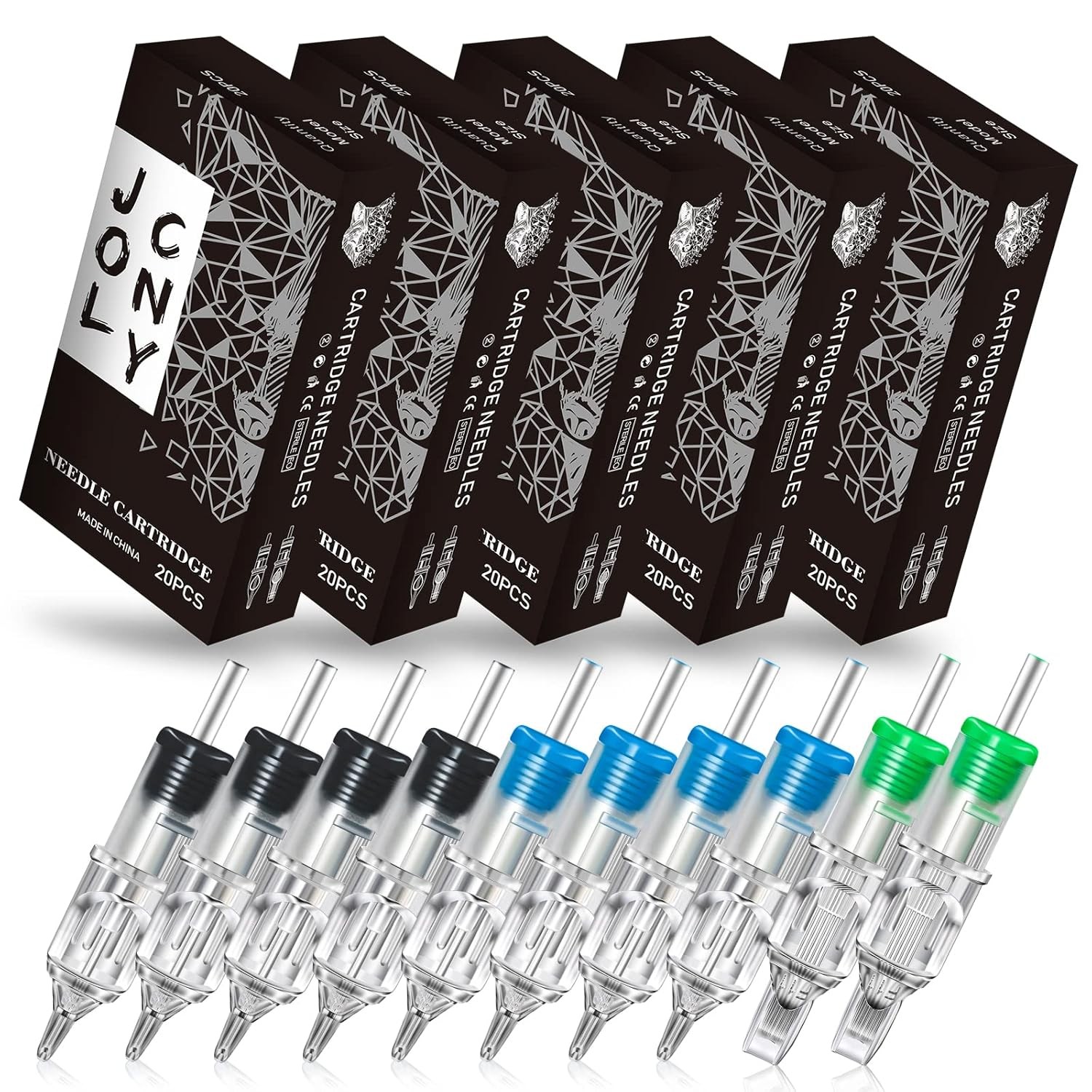 100pcs Tattoo Cartridge Needles Mixed Size 100 Count (Pack of 1), Assorted