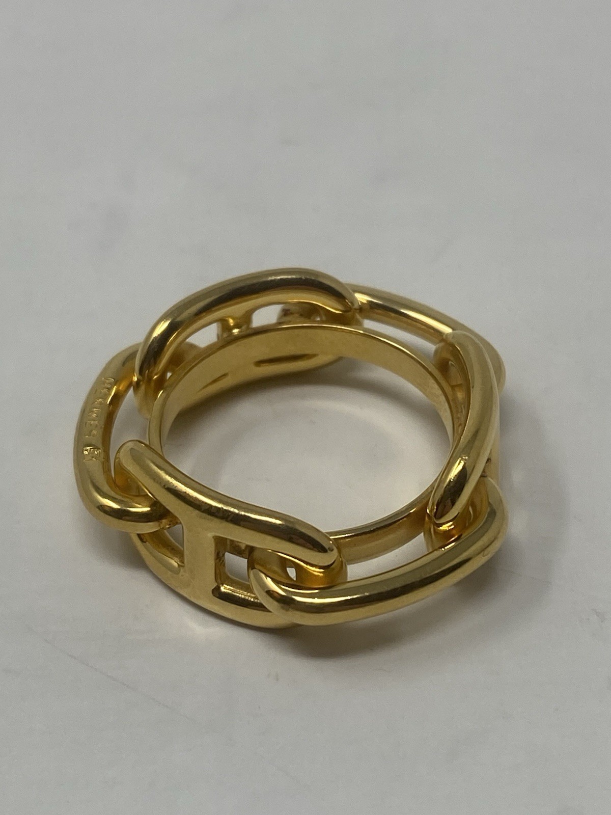 HERMES Regate Chaine Dancre Scarf Ring Gold Tone