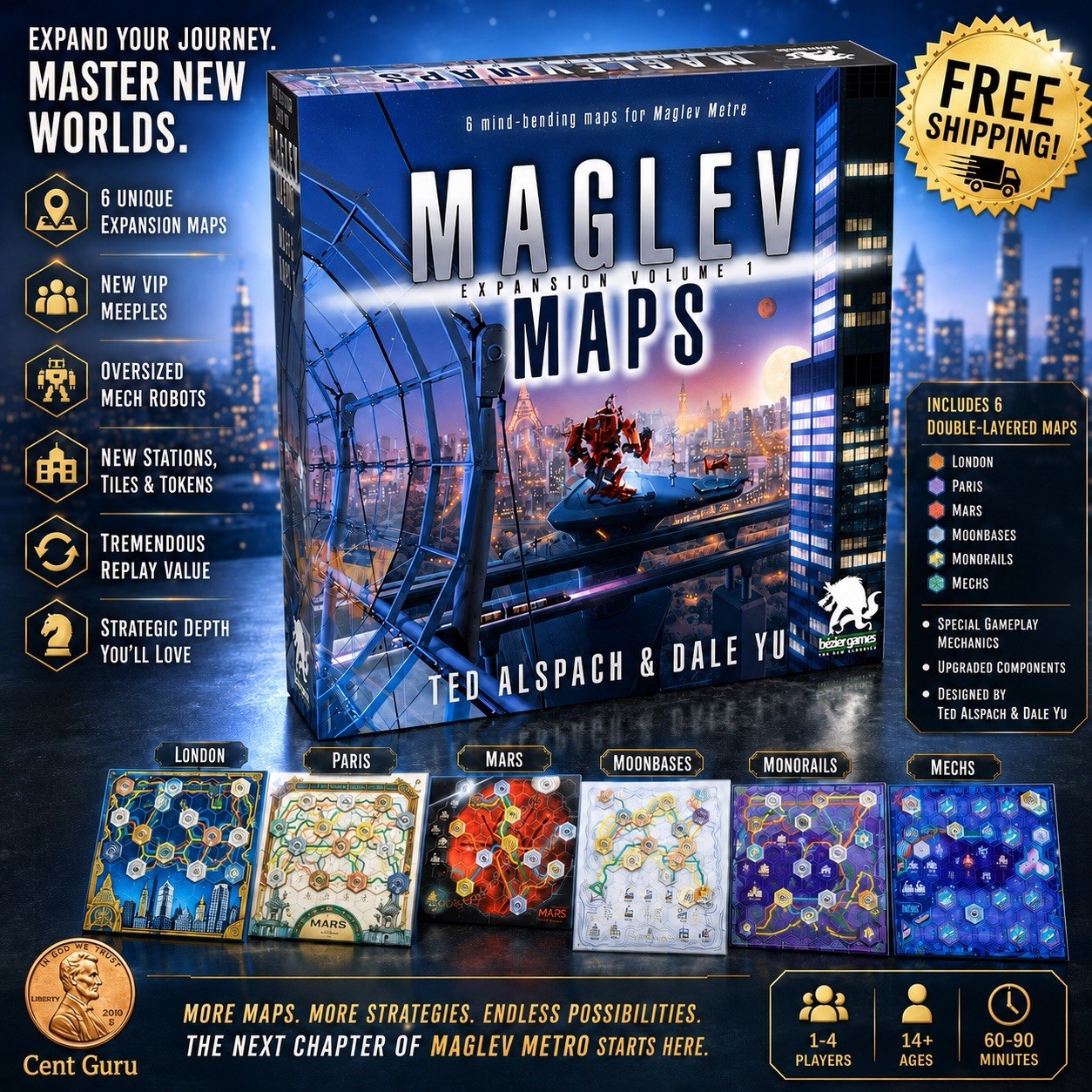 Maglev Maps Expansion Volume 1 Board Game For Maglev Metro New Sealed
