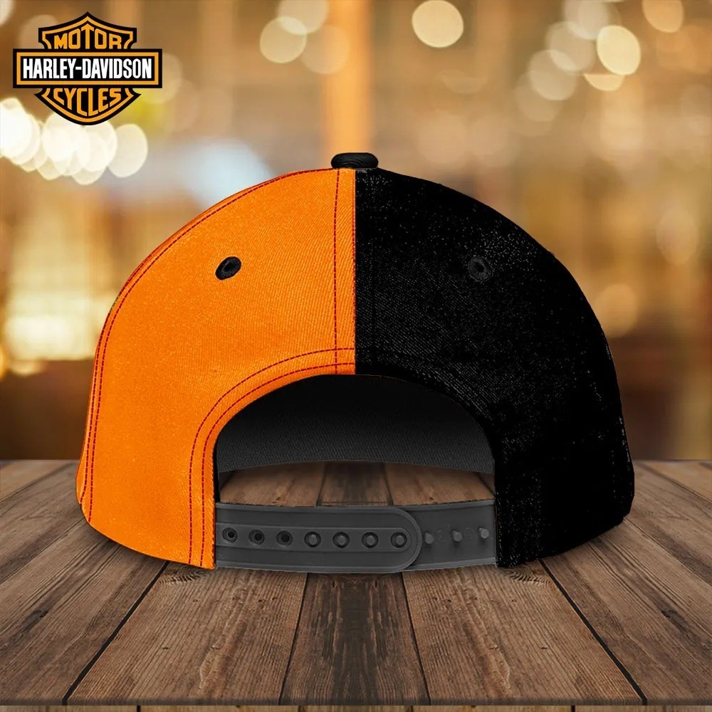 Harley-Davidson Motorcycle Cap Orange Black Half Half Biker Hat Riding Gear