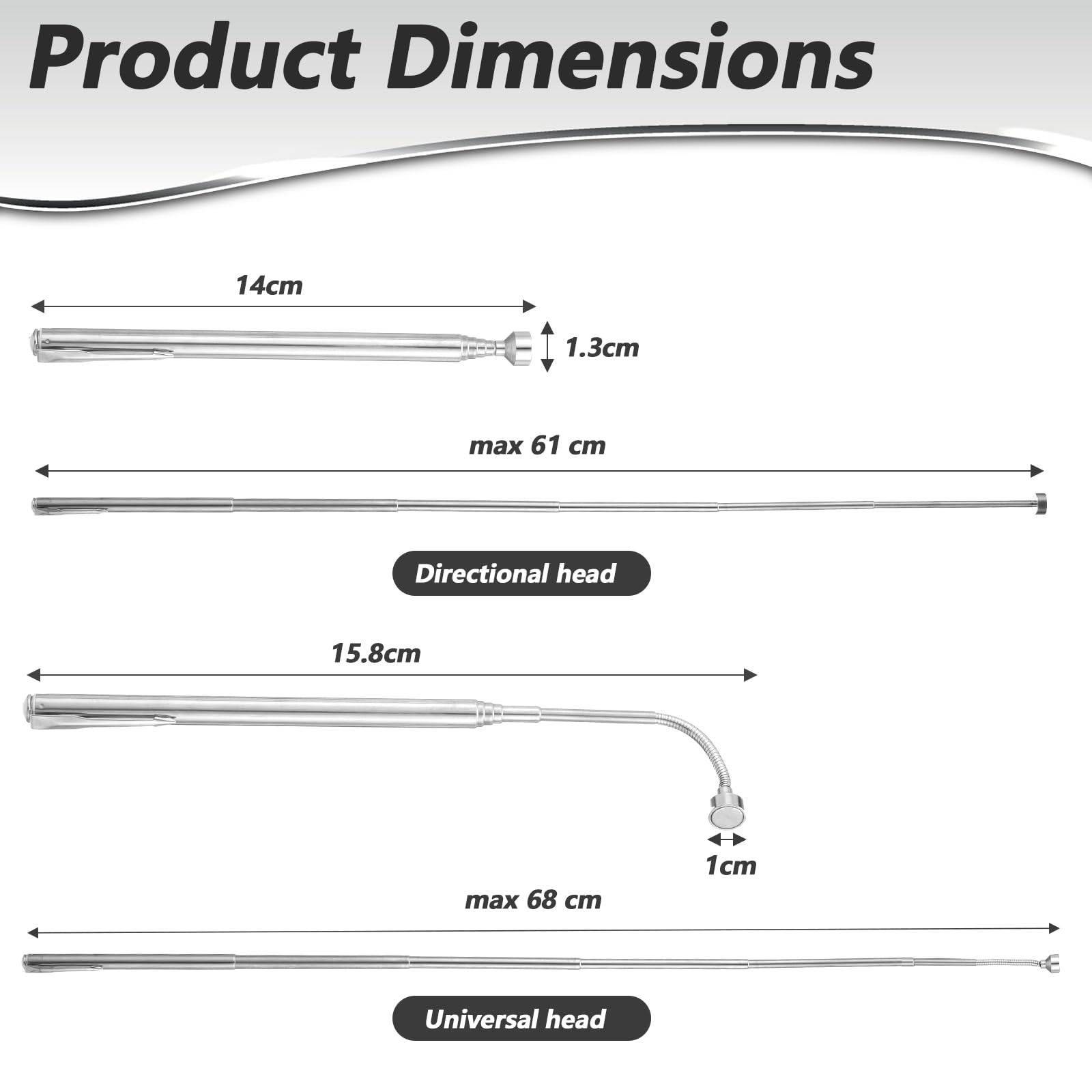 2Pack Telescoping Magnetic Pickup Tool 5LB Pull Force Extendable Pick Up Stic...