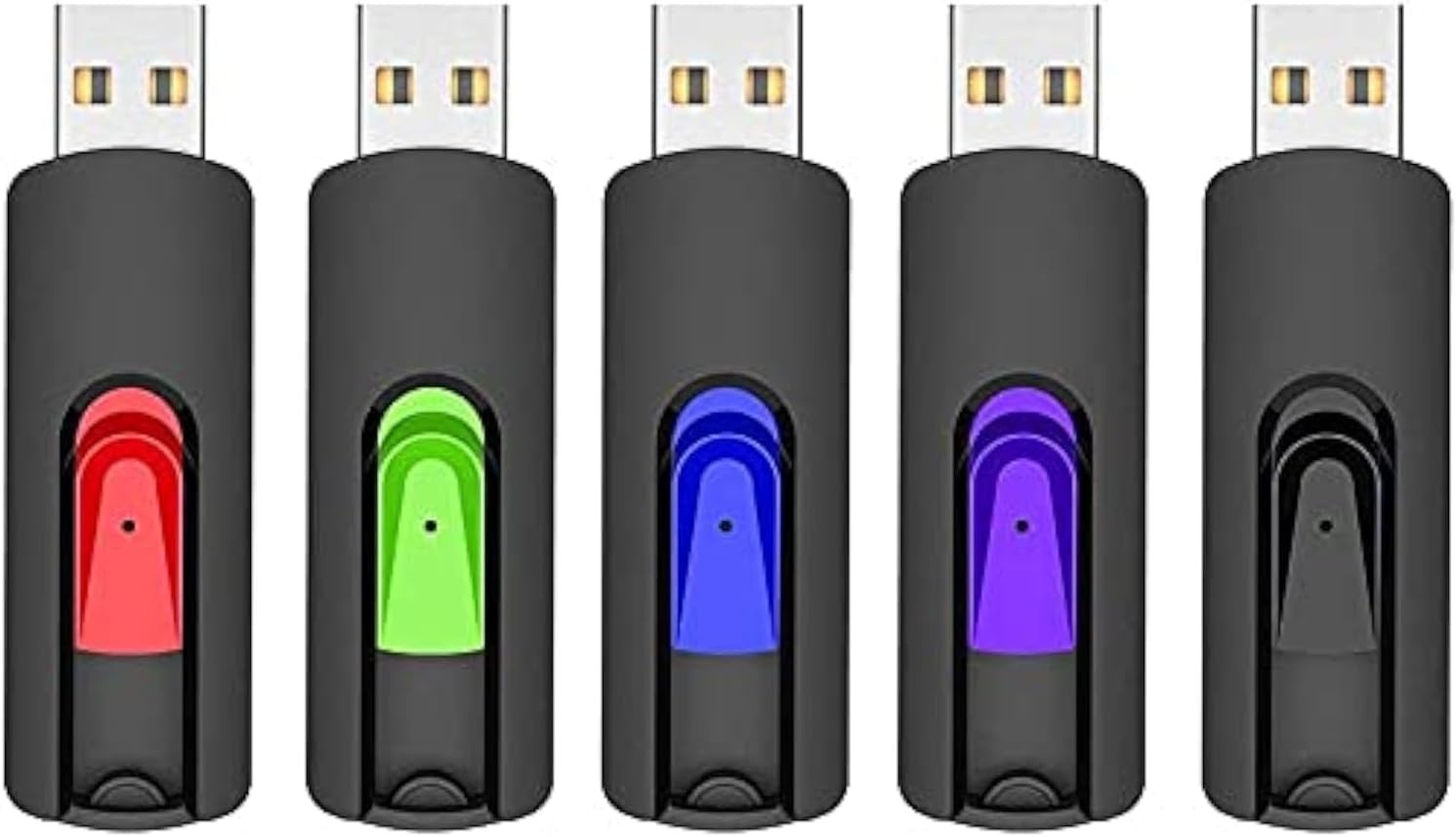 Compact 64GB USB Flash Drive Set - 5 Mixed Colors with Easy Retract Feature