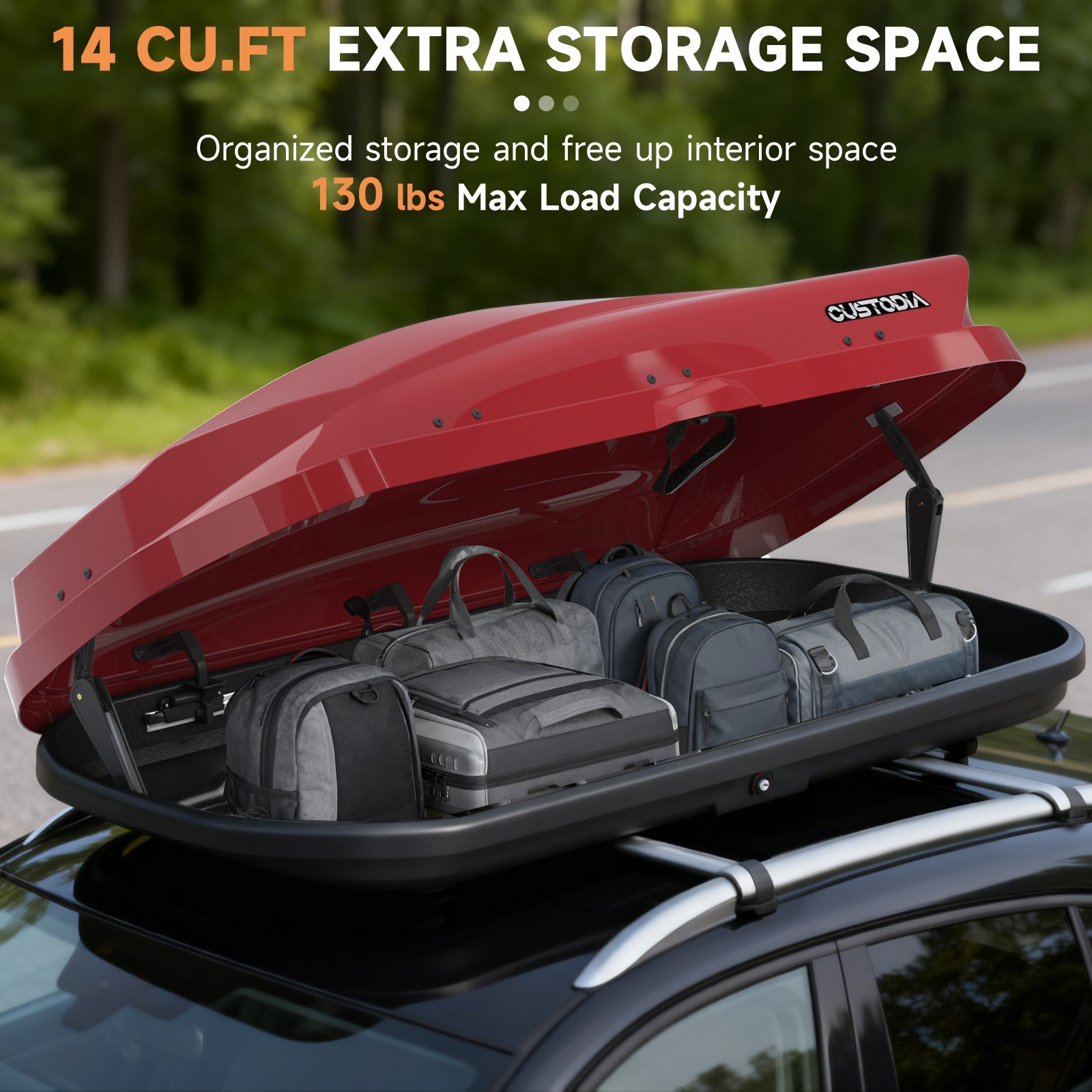 14 ft³ ABS Car Roof Top Box Cargo Luggage Carrier 2 Locks Toolless Install Red