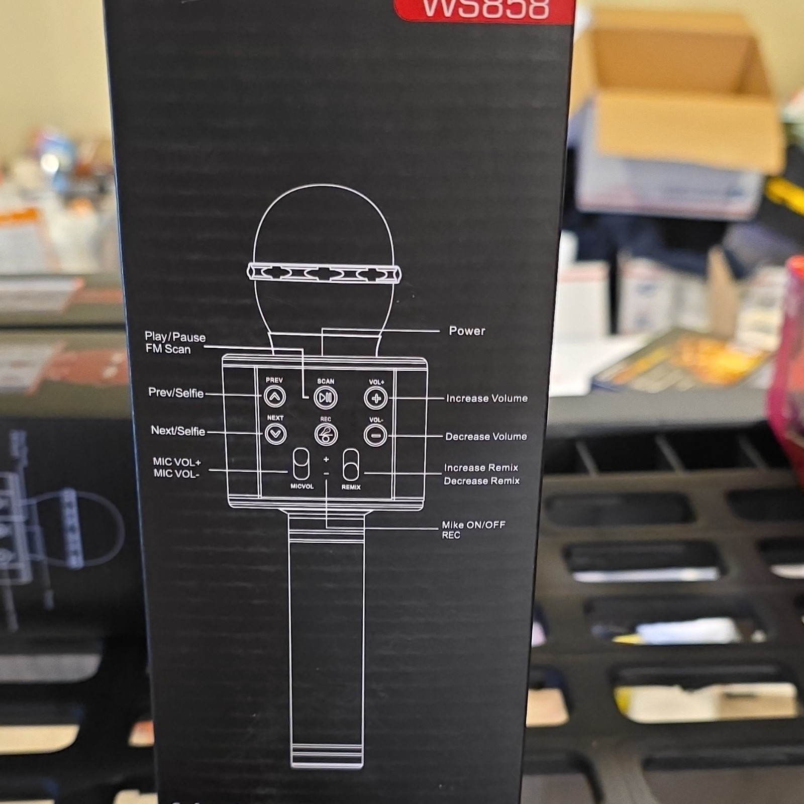 WS858 Wireless Bluetooth Karaoke Microphone, Handheld Stand-Held, Red