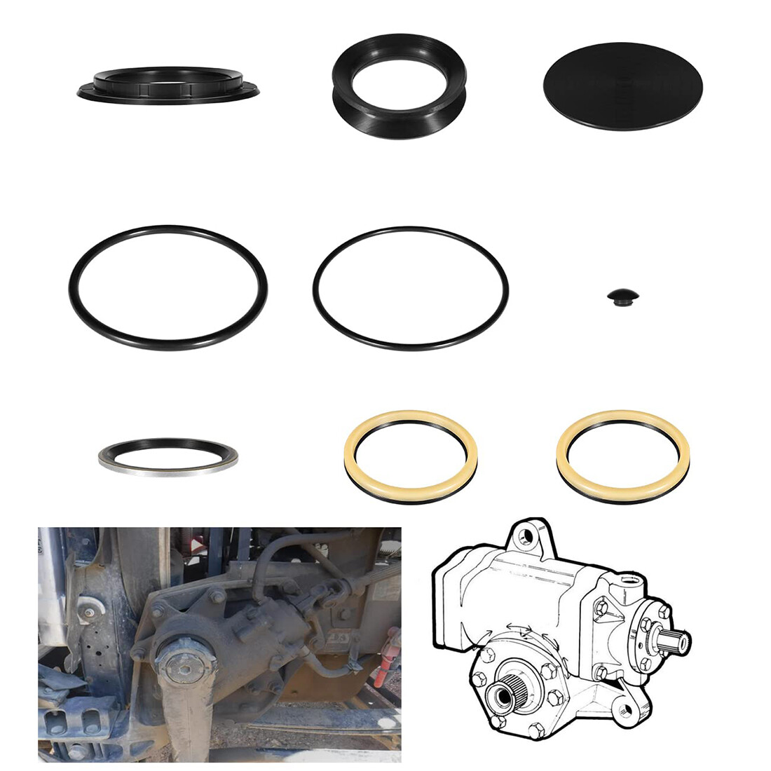 For Sheppard M90 M100 Steering Gear Sector Shaft Seal Kit Parts 5545741 5544881