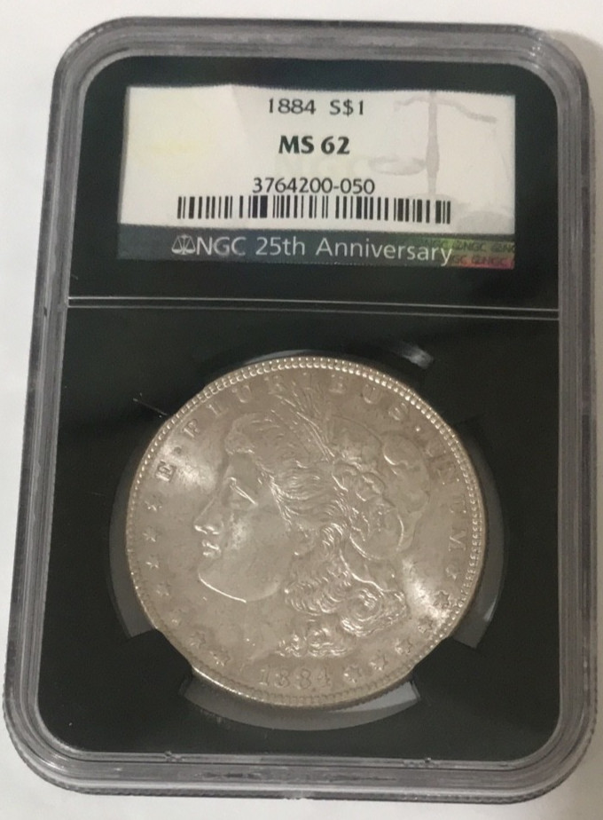 1884 $1 Morgan Silver Dollar NGC MS 62