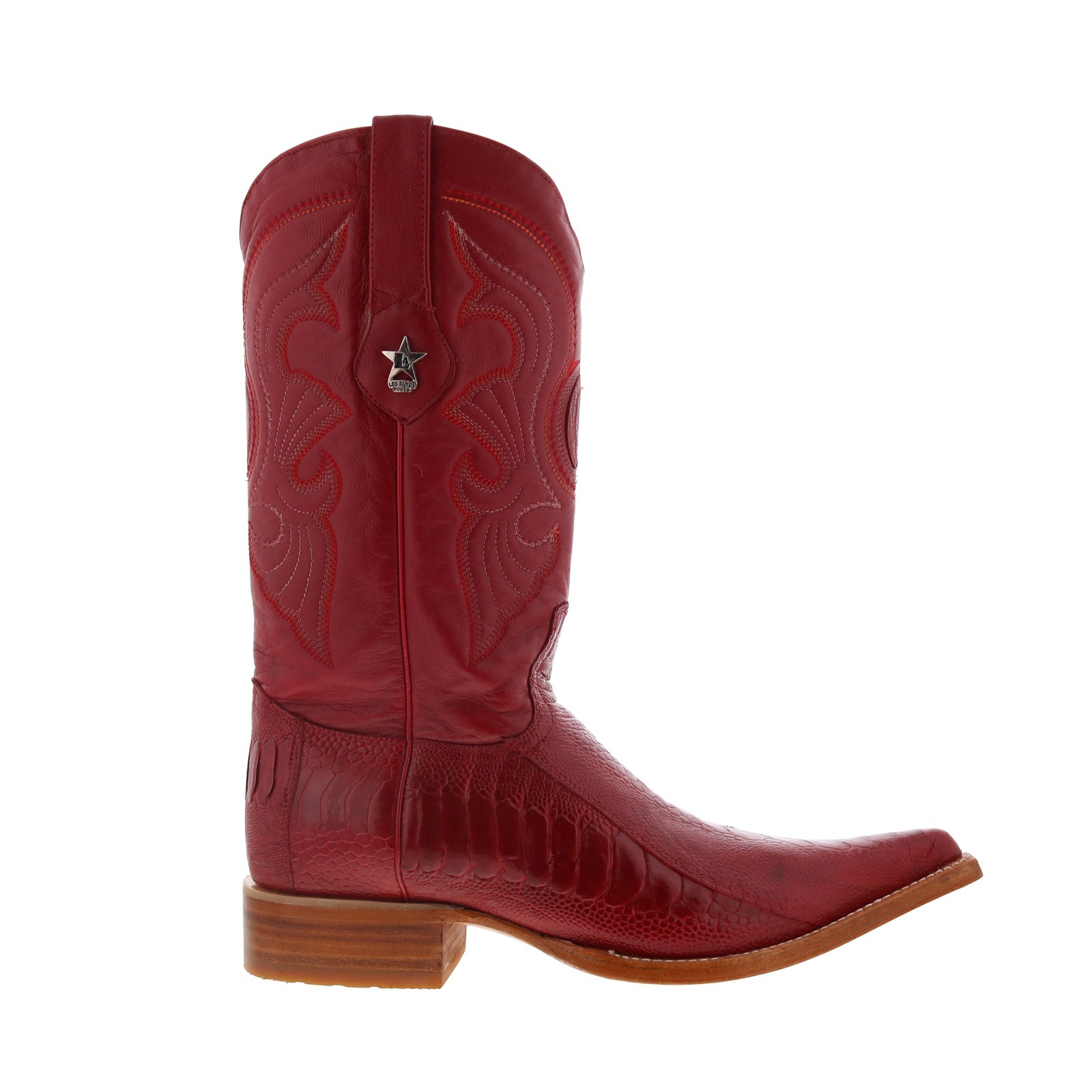 Los Altos Ostrich Leg Boots XXX-Toe Mens Red Wide Cowboy Western Boots