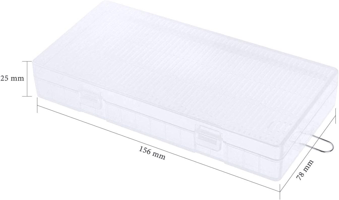 2 Pack 8 Cell 18650 Plastic Battery Storage Case with Hook Holder Waterproof Tra