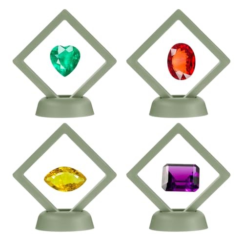 4 Pcs 3D Floating Display Case Floating Frame 2.76 x 2.76 Inch Light Green