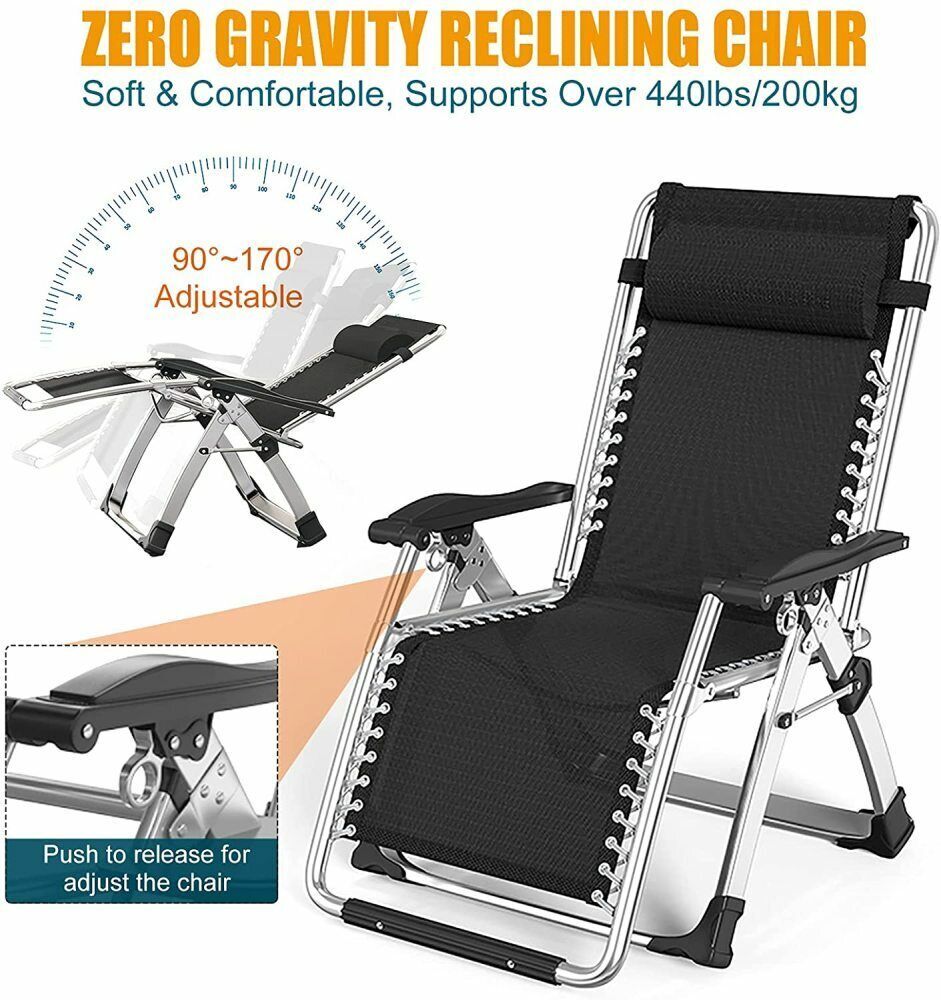 Begonia.K Zero Gravity Chair Lounge Reclining Chair Sleeping Chaise for Adult