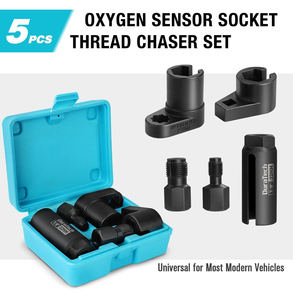 O2 Oxygen Sensor Socket Thread Chaser Set 5PCS O2 Sensor Wrench Removal Tool Kit