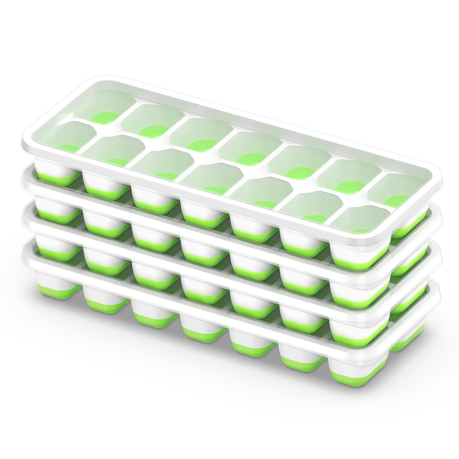 4-Pack Ice Cube Trays w/Lids – Easy-Release & Stackable for Freezer