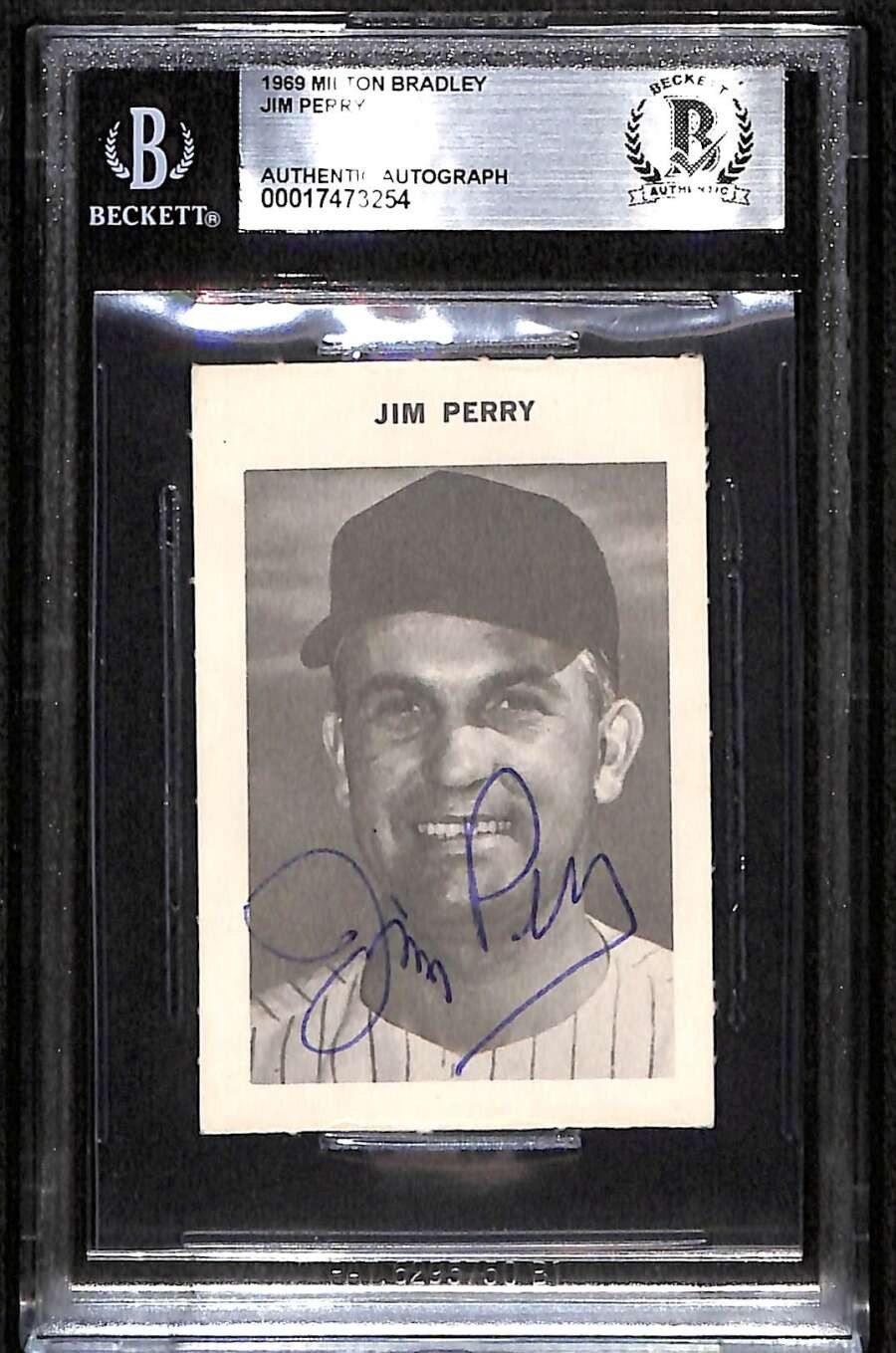1969 Milton Bradley 219 Jim Perry  BGS Auto Autographed Authentic C92985