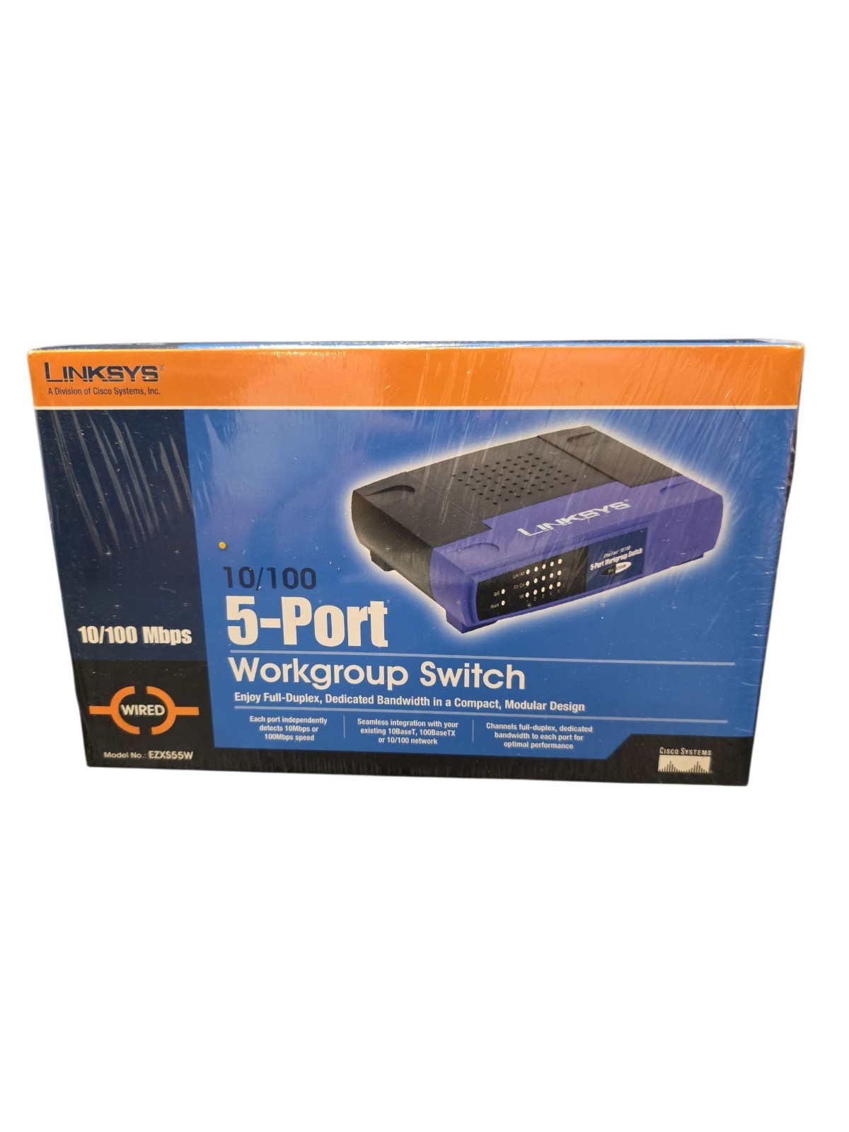 Linksys EZXS55W 5-Port 10/100 Workgroup Switch New Sealed Cisco Systems