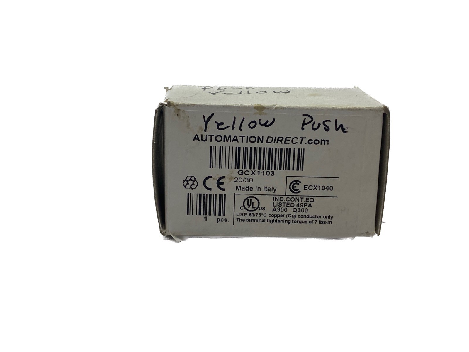 NIB Automation Direct Yellow 22mm 1NO Momentary Push Button Switch GCX1103