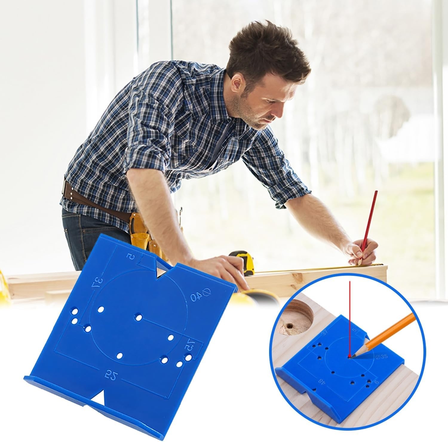 2 Pack Cabinet Door Hinge Jig Mounting Jig Concealed Hinge Positioning Ruler ...