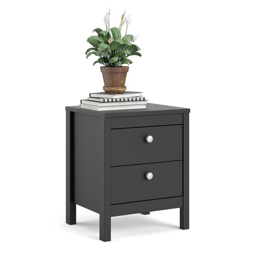 Madrid 2 Drawer Nightstand, Black Matte