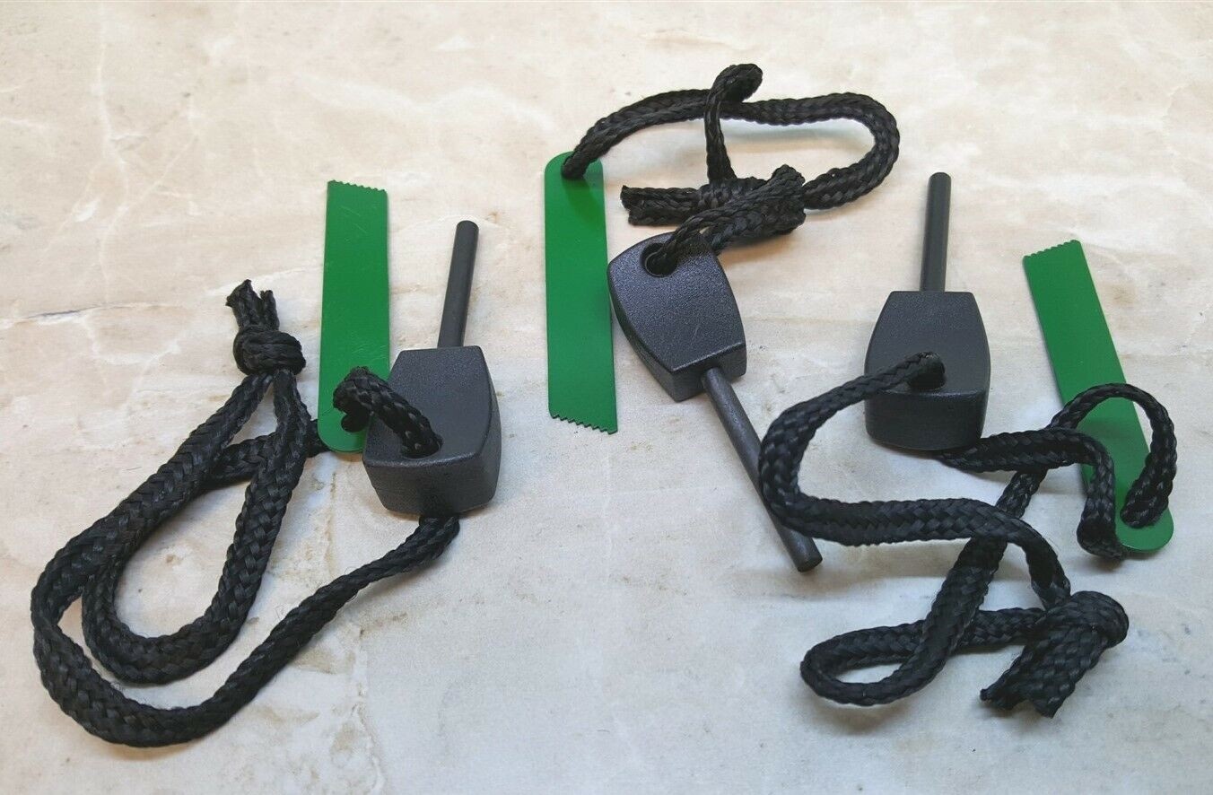 QTY of 3 Green Magnesium Fire Starter Emergency Survival Tools