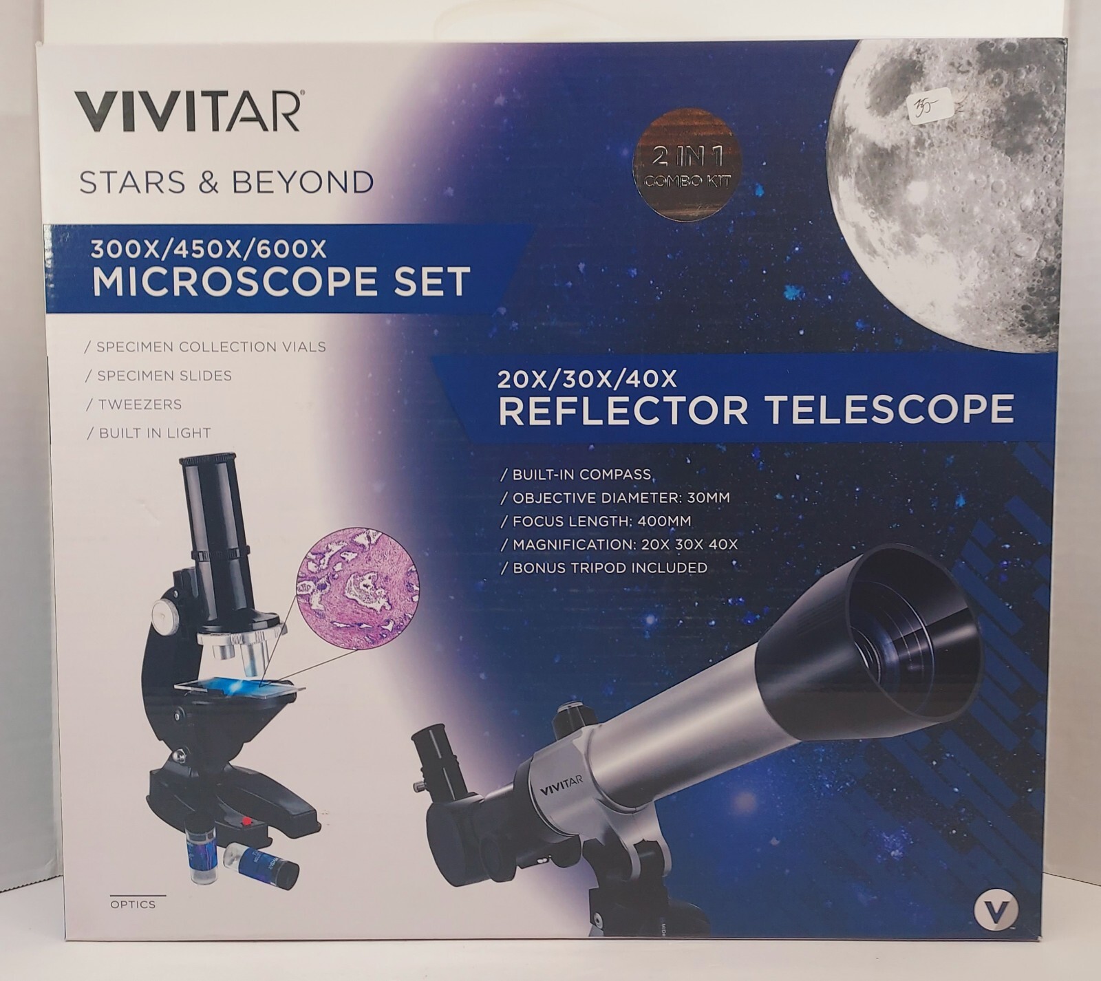 Vivitar Stars & Beyond 2 in 1 Combo Kit Microscope, Telescope & Accessories  NIB