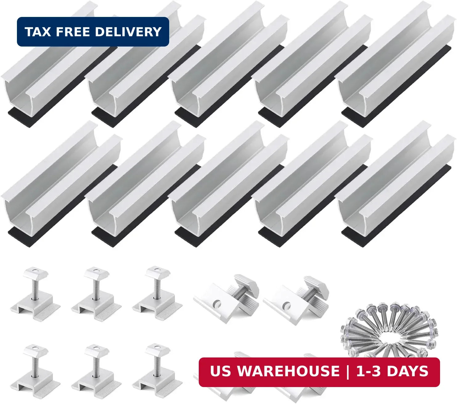 Solar Panel Mounting Brackets in A Row Assembly | for Panel Thickness 1.18"-1.38