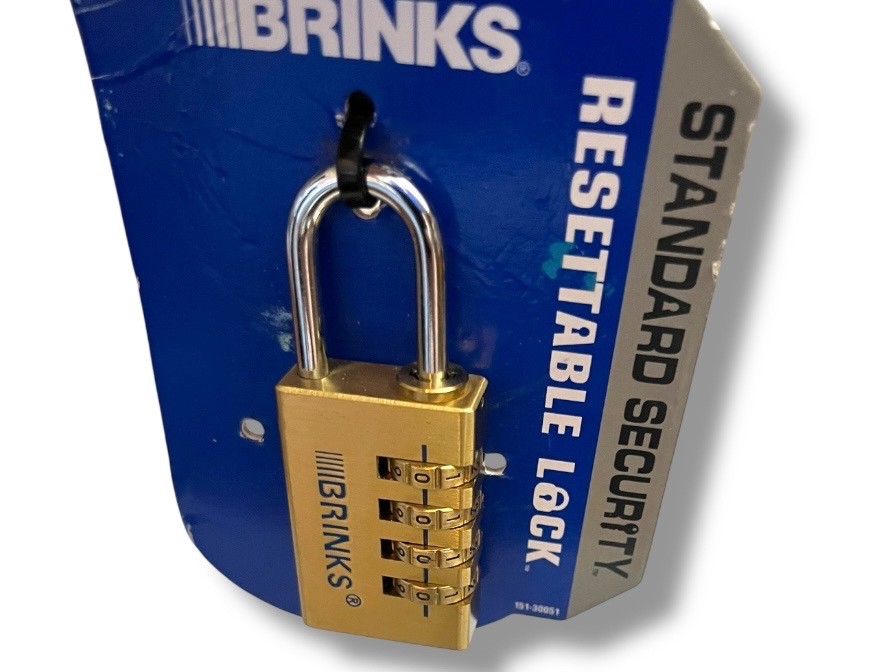 Padlock BRINKS Solid Brass 4-Dial Resettable Padlock Chrome Plated Combination