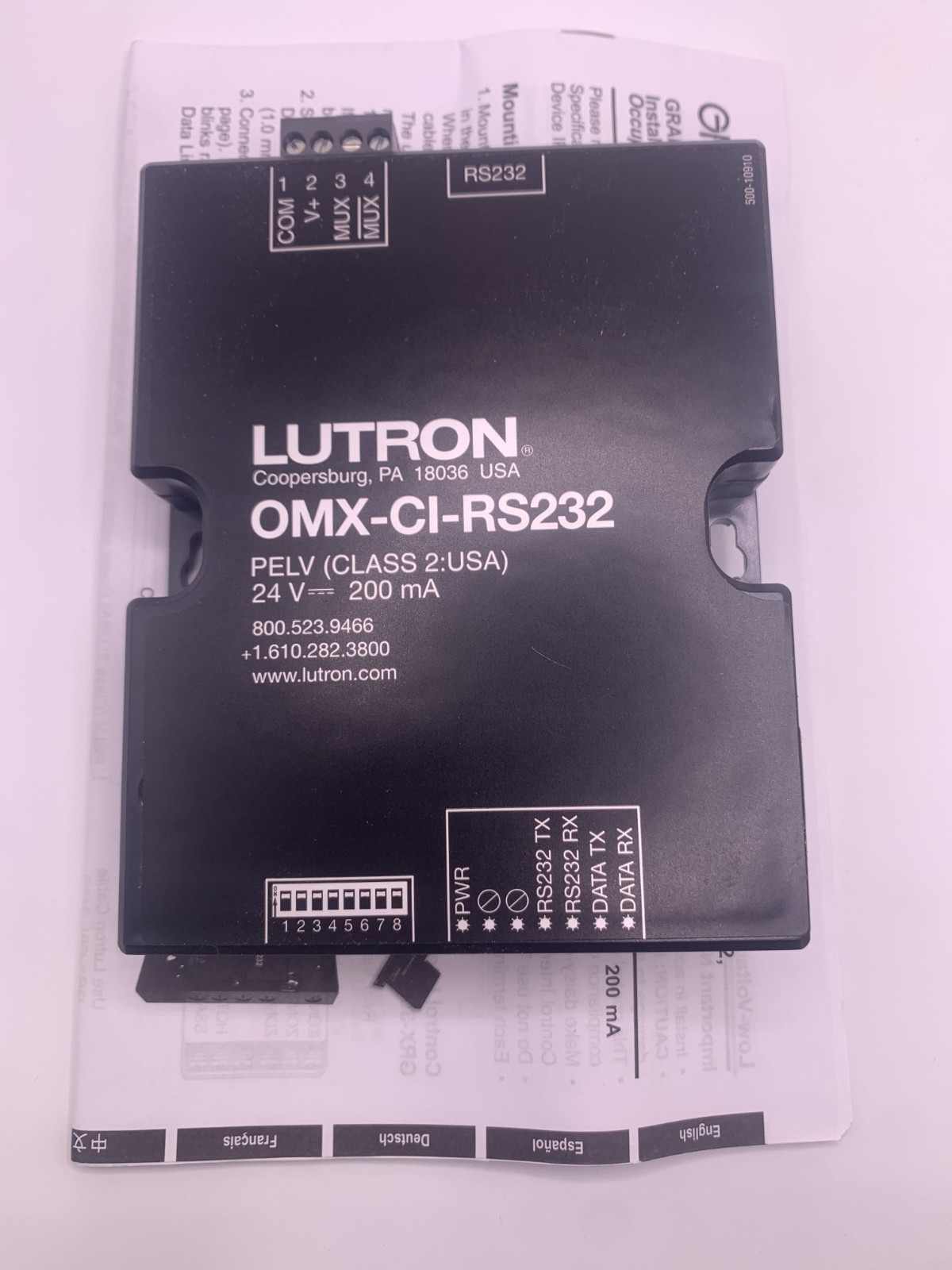 Lutron OMX-CI-RS232 Grafik Systems Control Interface Module 24V 200mA Class 2