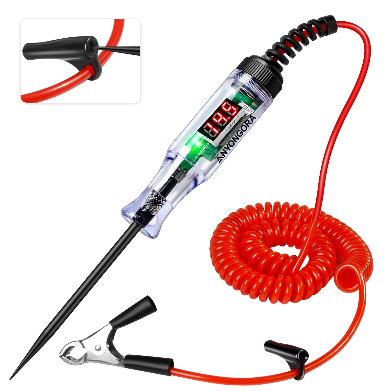 Anyongora Automotive Test Light with 5-90V LED Digital Display,Auto Red