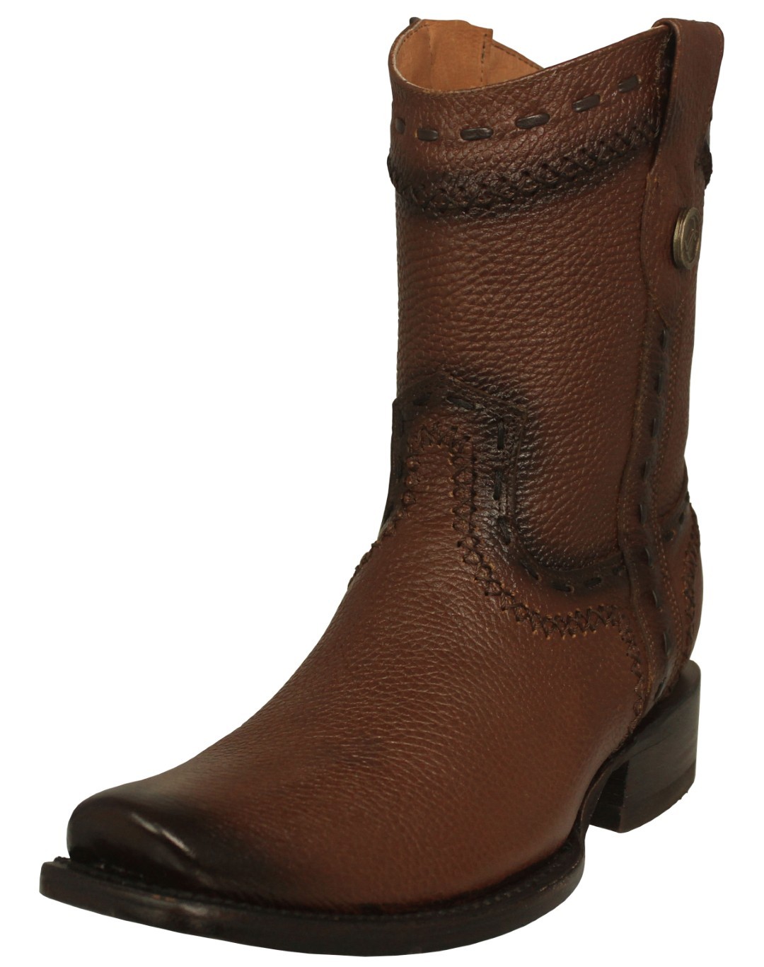 Mens Brown Western Cowboy Boots Zipper Casual Dress Leather Hombre Vaquero