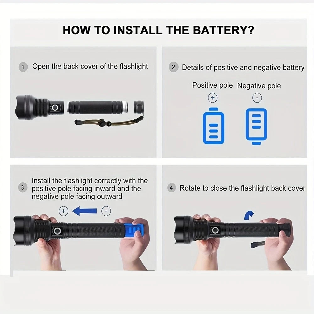 Super Bright LED Tactical P90 Flashlight Torch Rechargeable Battery Work Light