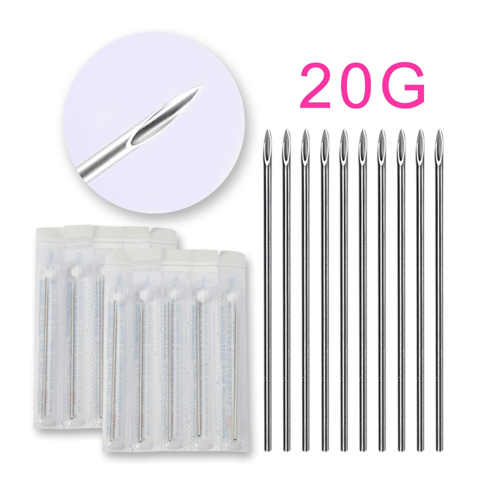 10pcs Disposable Puncture Needle 20G Body Jewelry Piercing Needles Beauty Tool