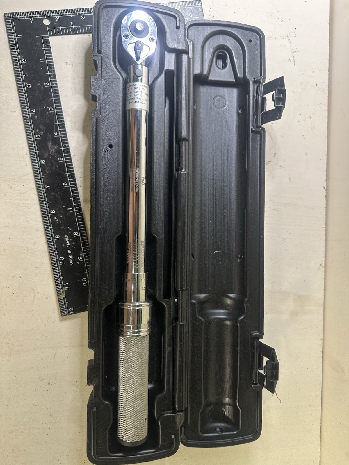 Wright 3/8" Drive Torque Wrench & Case 3477 Made in USA Calibrated 2022