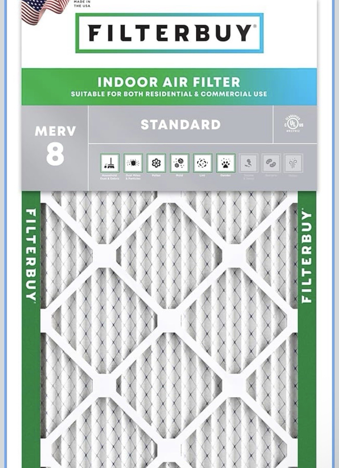 Filterbuy Filtro de aire MERV 8  protección contra el polvo paquete de 4