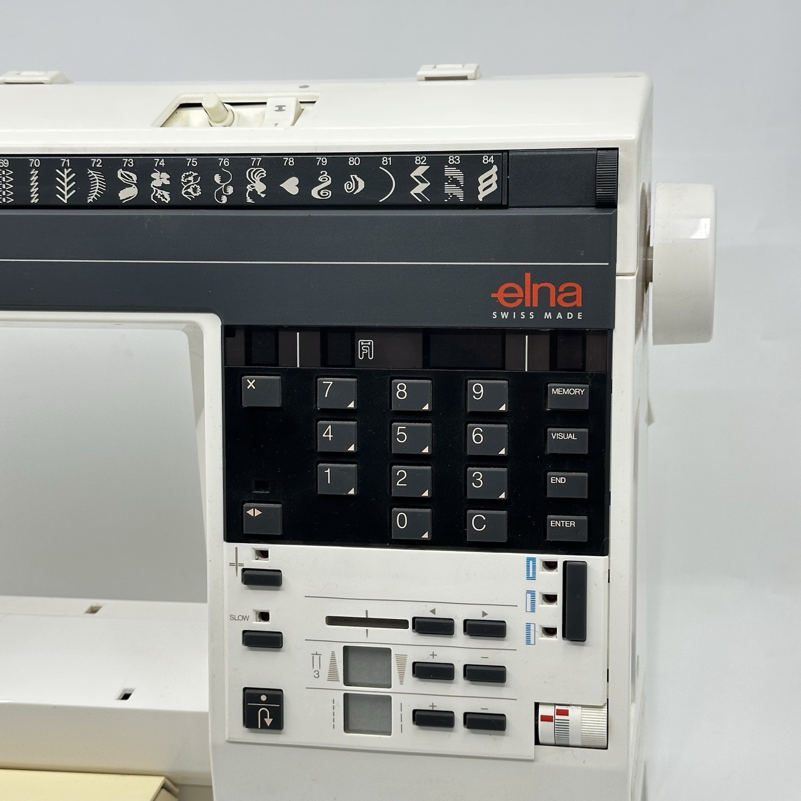 Elna Swiss Made 8000 Computerized Sewing Machine White UNTESTED No Pedal/AV